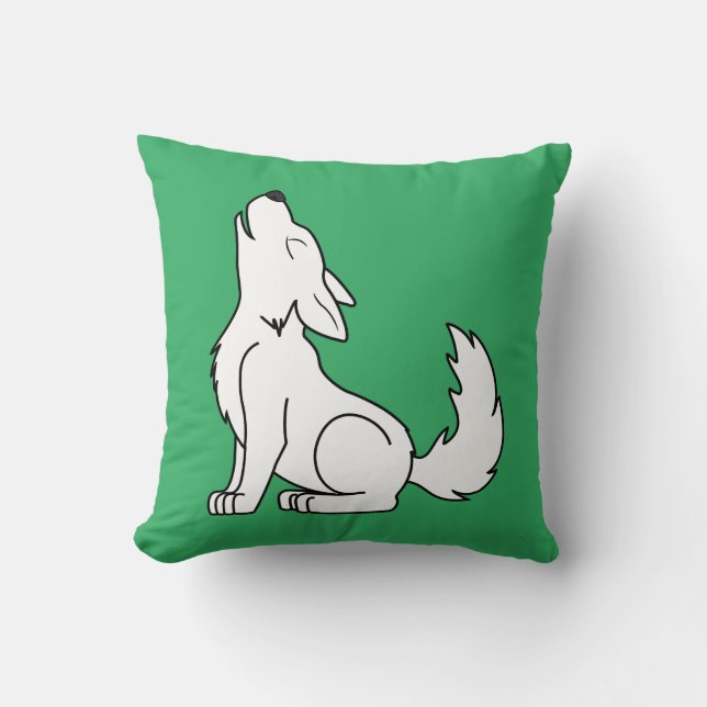 White Wolf Pup Howling Cushion (Front)