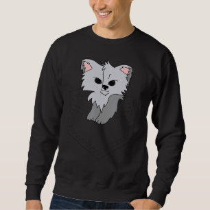 White Wolf Pup In A Pocket Wolf Sweatshirt
