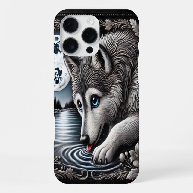White Wolf’s Tranquil Reflection iPhone Case (Back)