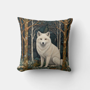 White wolf vintage boho woodland forest  cushion