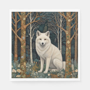 White wolf vintage boho woodland forest  napkin