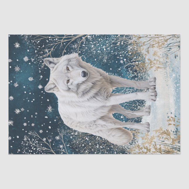 White Wolf Watercolor Tissue Paper (Front)
