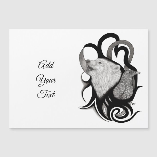 White Wolf with Raven Tribal Art (Front)