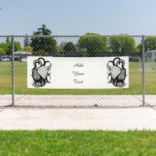 White Wolf with Raven Tribal Art Banner