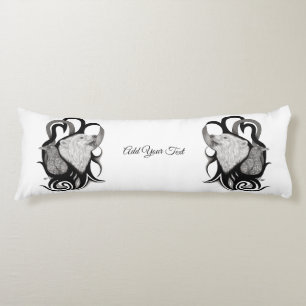 White Wolf with Raven Tribal Art Body Pillow