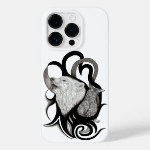 White Wolf with Raven Tribal Art Case-Mate iPhone 14 Pro Case