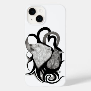 White Wolf with Raven Tribal Art Case-Mate iPhone 14 Case