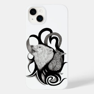 White Wolf with Raven Tribal Art Case-Mate iPhone 14 Plus Case