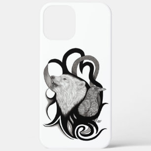 White Wolf with Raven Tribal Art iPhone 12 Pro Max Case