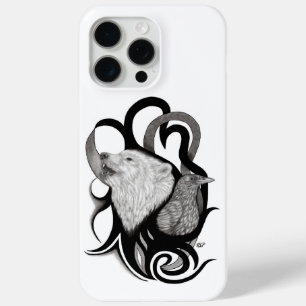 White Wolf with Raven Tribal Art iPhone 15 Pro Max Case