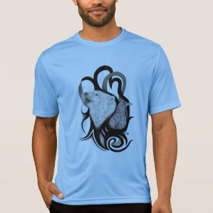 White Wolf with Raven Tribal Art T-Shirt
