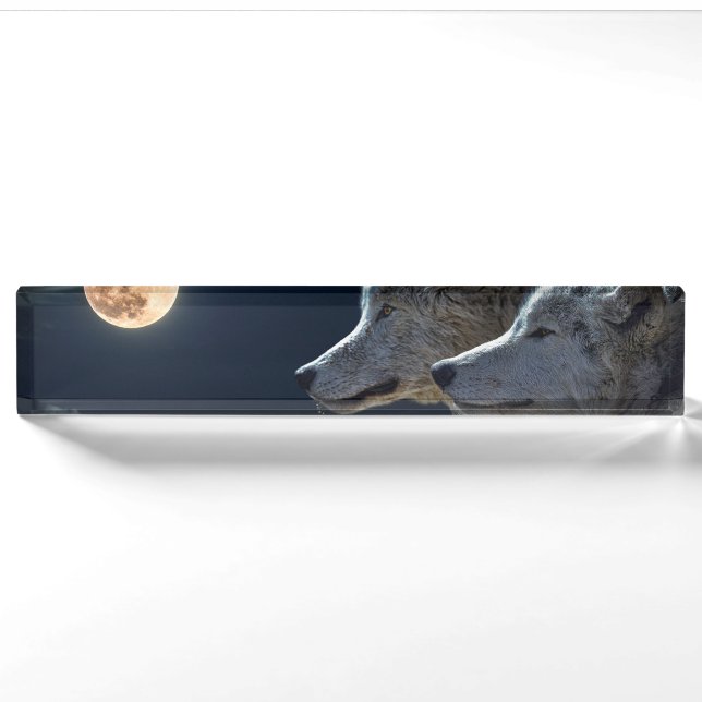 White Wolves in the Full Moon Nameplate (Front)