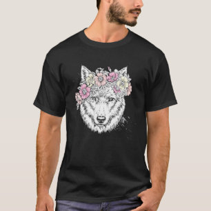 White wolves with flower Wolf white Wolves T-Shirt