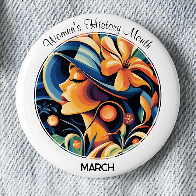 White Women's History Month 6 Cm Round Badge (Creator Uploaded)