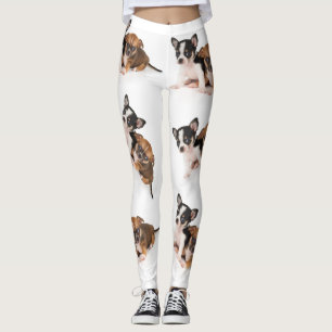 White Womens Leggings With Chihuahua Photo