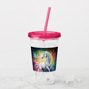 White Wonder: The Spectral White Unicorn Acrylic Tumbler