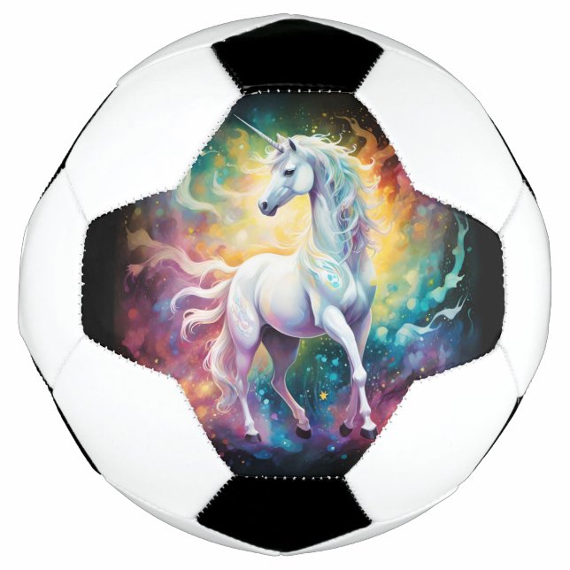 White Wonder: The Spectral White Unicorn Soccer Ball (Front)