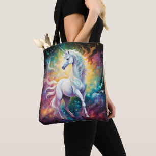 White Wonder: The Spectral White Unicorn Tote Bag