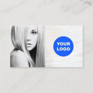 White Wood Add Logo Salon Photo Card