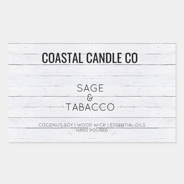 White Wood Coastal Theme Distressed Stickers (Front)