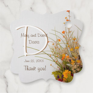 White Wood Fall Flowers Wedding Favour Tag