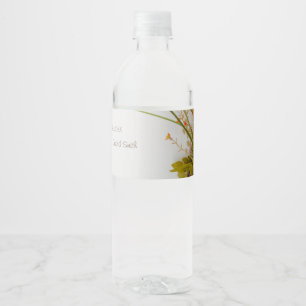 White Wood Fall Flowers Wedding Water Bottle Label