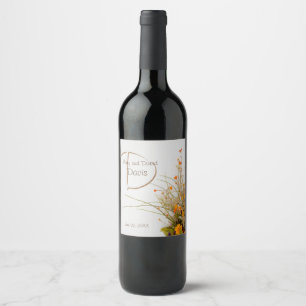 White Wood Fall Flowers Wine Labels