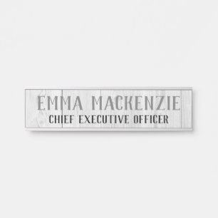 White Wood Grain Hanging Door Sign Name Plate