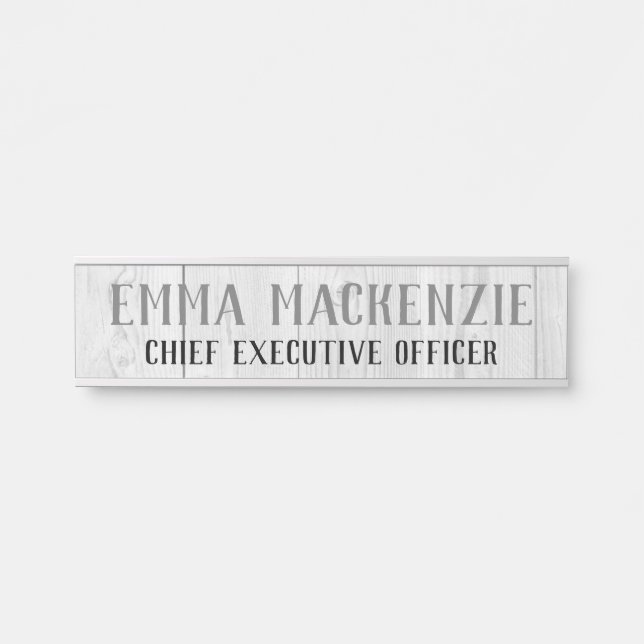 White Wood Grain Hanging Door Sign Name Plate (Front)