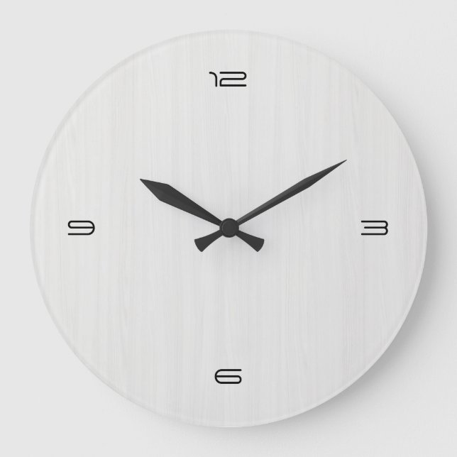 White Wood Grain Texture Large Clock (Front)