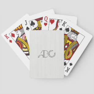 White Wood Grain Texture Monogram Playing Cards