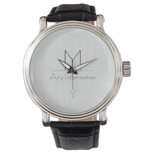 White Wood Grain Texture Monogram Watch