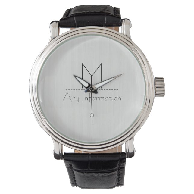 White Wood Grain Texture Monogram Watch (Front)