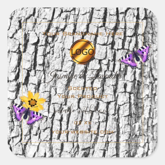 White Wood Grain Tree Bark Product Labels Add Logo (Front)