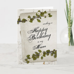 White Wood Happy Birthday Mum Card