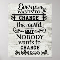 White Wood Look Change the Toilet Paper Bathroom