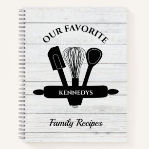 White Wood Personalised Family Recipe Cookbook Notebook