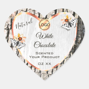 White Wood Rose Gold Frame Product Label with Logo