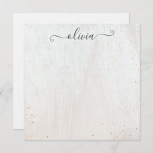 White Wood Signature Script Note Card