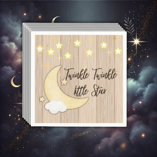 White Wood Twinkle Twinkle Little Star Baby Shower Napkin