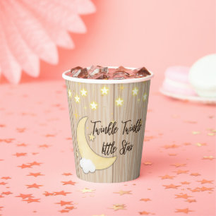 White Wood Twinkle Twinkle Little Star Baby Shower Paper Cups