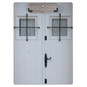 White Wooden Door With Black Wrought Iron Bars Clipboard