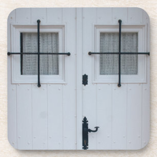 White Wooden Door With Black Wrought Iron Bars Coaster
