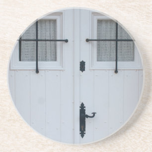 White Wooden Door With Black Wrought Iron Works Coaster