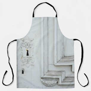 White wooden frame apron