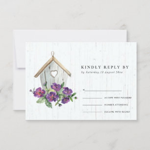 WHITE WOODEN RUSTIC FLORAL BIRDHOUSE WEDDING RSVP