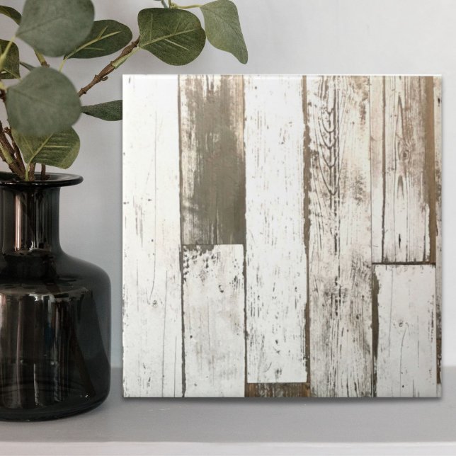 White woodgrain rustic western country barn wood tile (White woodgrain rustic western country barn wood ceramic tile)