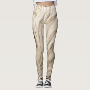 White Wool Fluffy Texture Background Leggings