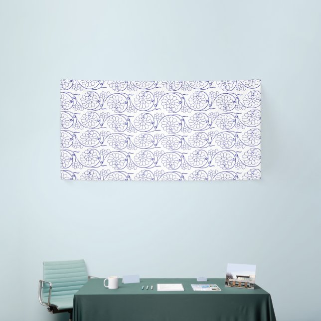 White wrapping paper with a subtle, repeating patt banner (Tradeshow)