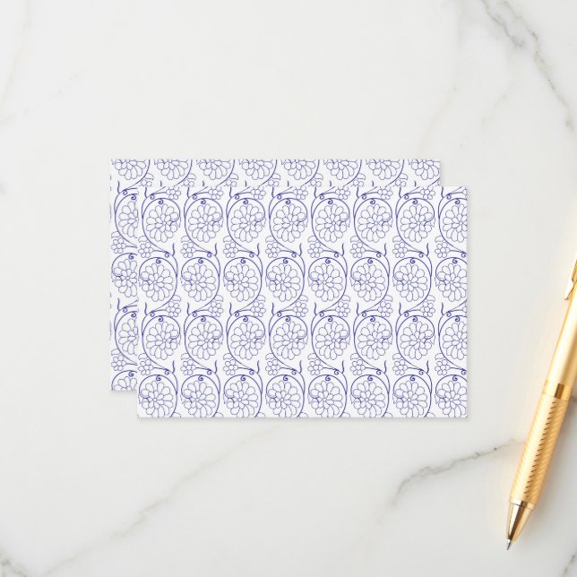 White wrapping paper with a subtle, repeating patt enclosure card (Front/Back In Situ)